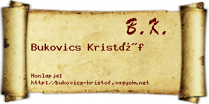 Bukovics Kristóf névjegykártya