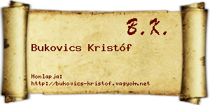Bukovics Kristóf névjegykártya